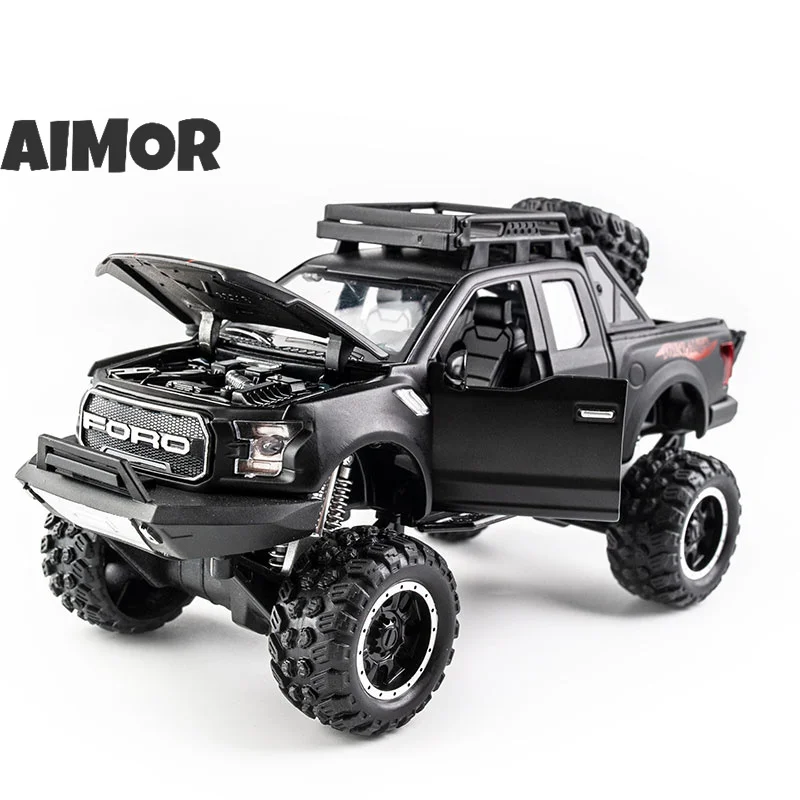 

Модель автомобиля Aimor 1:32 Raptor F150 из сплава, литье под давлением, коллекция игрушек, бойфренд, фестиваль, подарок для детей, настольное украшение
