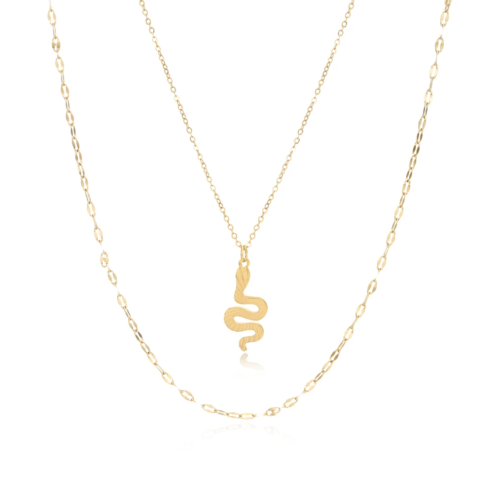 Double Layer Snake Pendant Necklace for Women 14K Stainless Steel Chain Choker Collier Femme Jewelry Gift Wholesale Dropshipping
Double Layer Snake Pendant Necklace for Women 14K Stainless Steel Chain Choker Collier Femme Jewelry Gift Wholesale Dropshipping