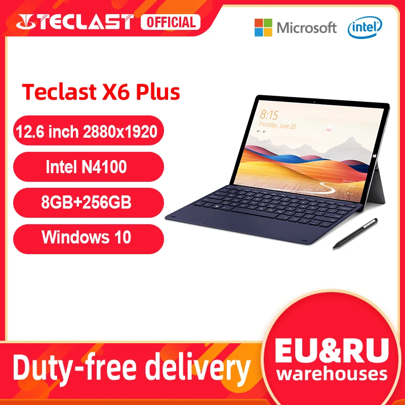 

Teclast X6 Plus планшет с 10,1-дюймовым дисплеем, четырёхъядерным процессором Intel Celeron, ОЗУ 8 Гб, ПЗУ 12,6 ГБ, Windows 10