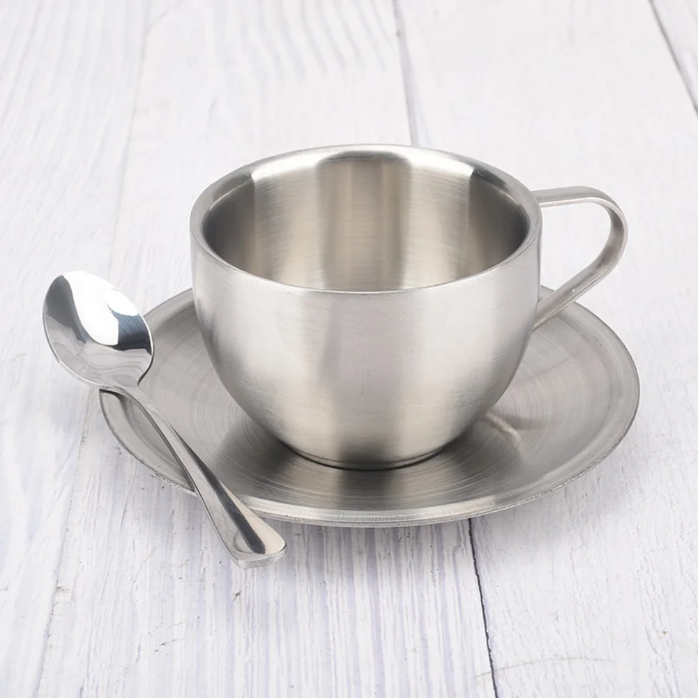 Durable High-Quality Materials Mug Kit Coffee Cup Double-Walled Set Silver Tainless Steel With Spoon+Mat Picnic
Durable High-Quality Materials Mug Kit Coffee Cup Double-Walled Set Silver Tainless Steel With Spoon+Mat Picnic