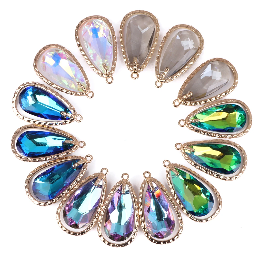 Fashion 17x28mm Water Drop Crystal Pendant Color Openworked Dangl Glass Beads Pendant Beadwork Earrings For Women DIY Pendientes 
Fashion 17x28mm Water Drop Crystal Pendant Color Openworked Dangl Glass Beads Pendant Beadwork Earrings For Women DIY Pendientes