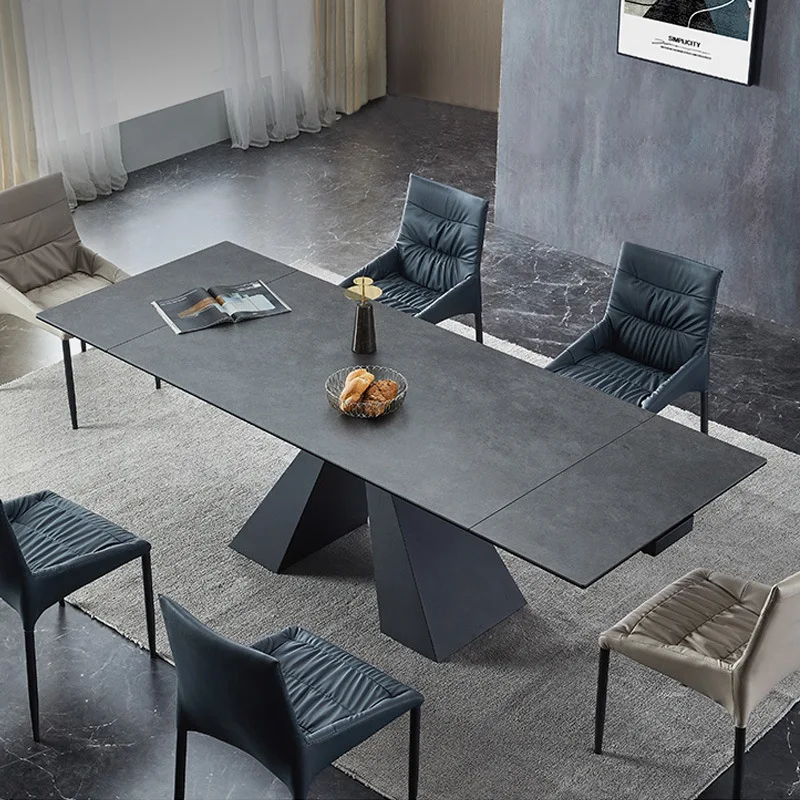 Rock slab dining table telescopic modern simple light luxury household small multifunctional dining table and chairs combination
Rock slab dining table telescopic modern simple light luxury household small multifunctional dining table and chairs combination
