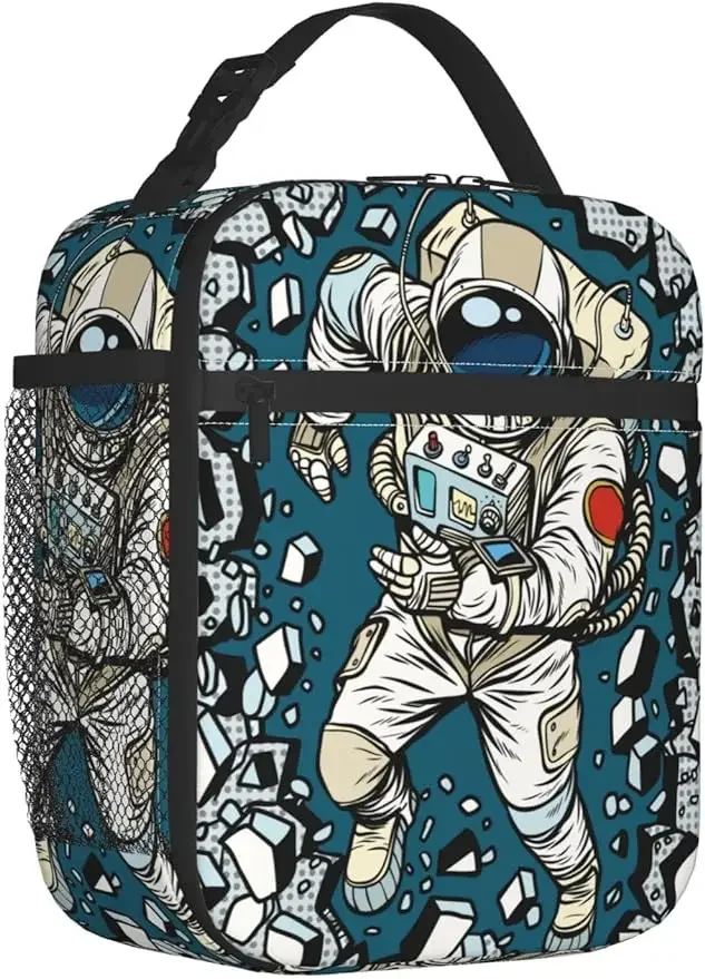 Сумка для ланча для мужчин и женщин, многоразовый термобокс с термоизоляцией и сломанной стеной с изображением астронавта, Портативная Сумка-тоут, охлаждающий мешок для пикника 
Сумка для ланча для мужчин и женщин, многоразовый термобокс с термоизоляцией и сломанной стеной с изображением астронавта, Портативная Сумка-тоут, охлаждающий мешок для пикника