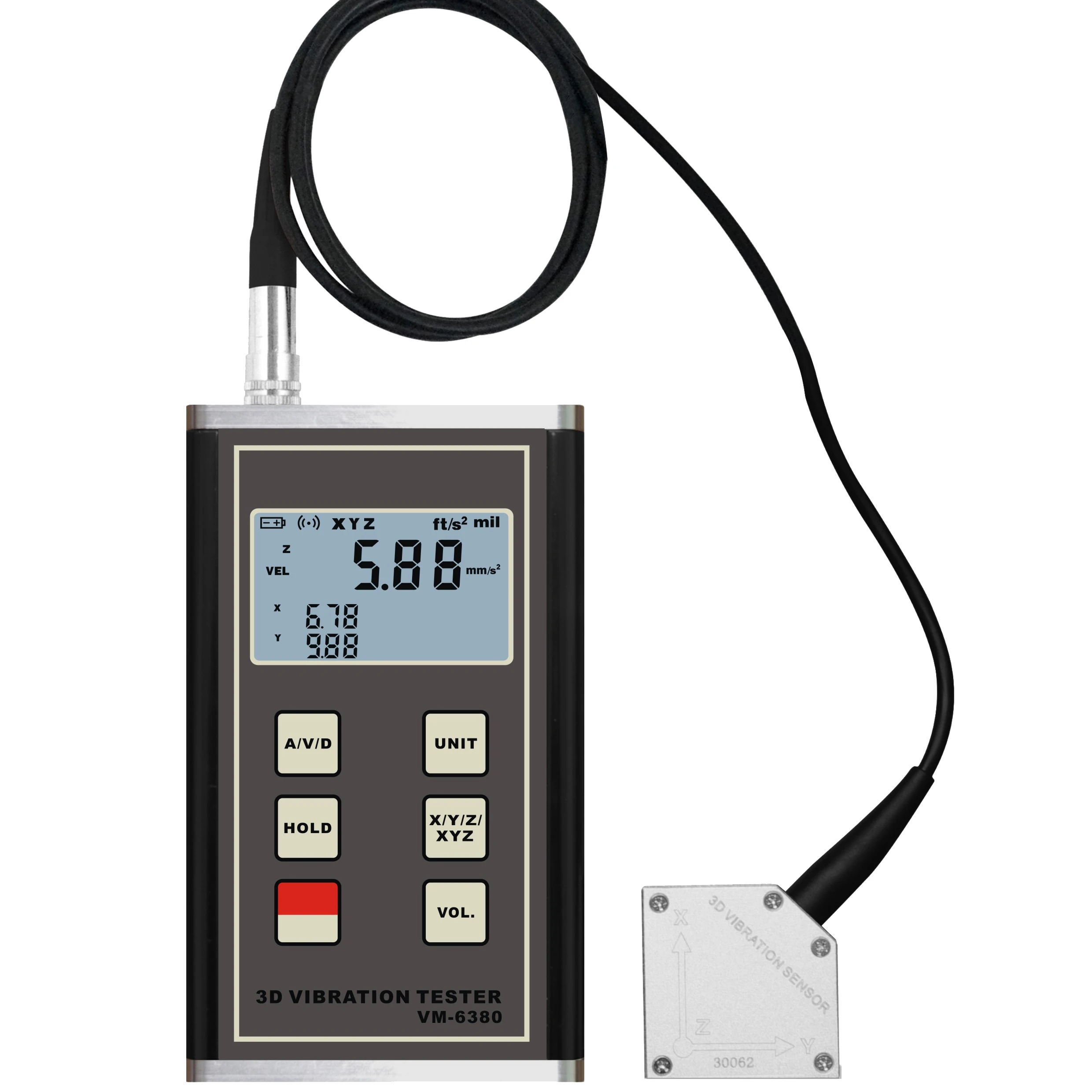 

Digital 3-Axis Piezoelectric Accelerometer ,3 -Axis XYZ Vibration Meter VM-6380