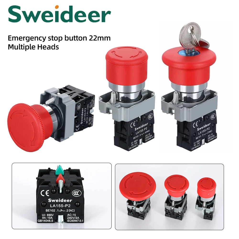 22mm Mushroom Emergency Stop Button Switch XB2-BS542 BS442 BS642 BS142 10A Key Emergency Stop Power Button Switch Starter Switch
22mm Mushroom Emergency Stop Button Switch XB2-BS542 BS442 BS642 BS142 10A Key Emergency Stop Power Button Switch Starter Switch