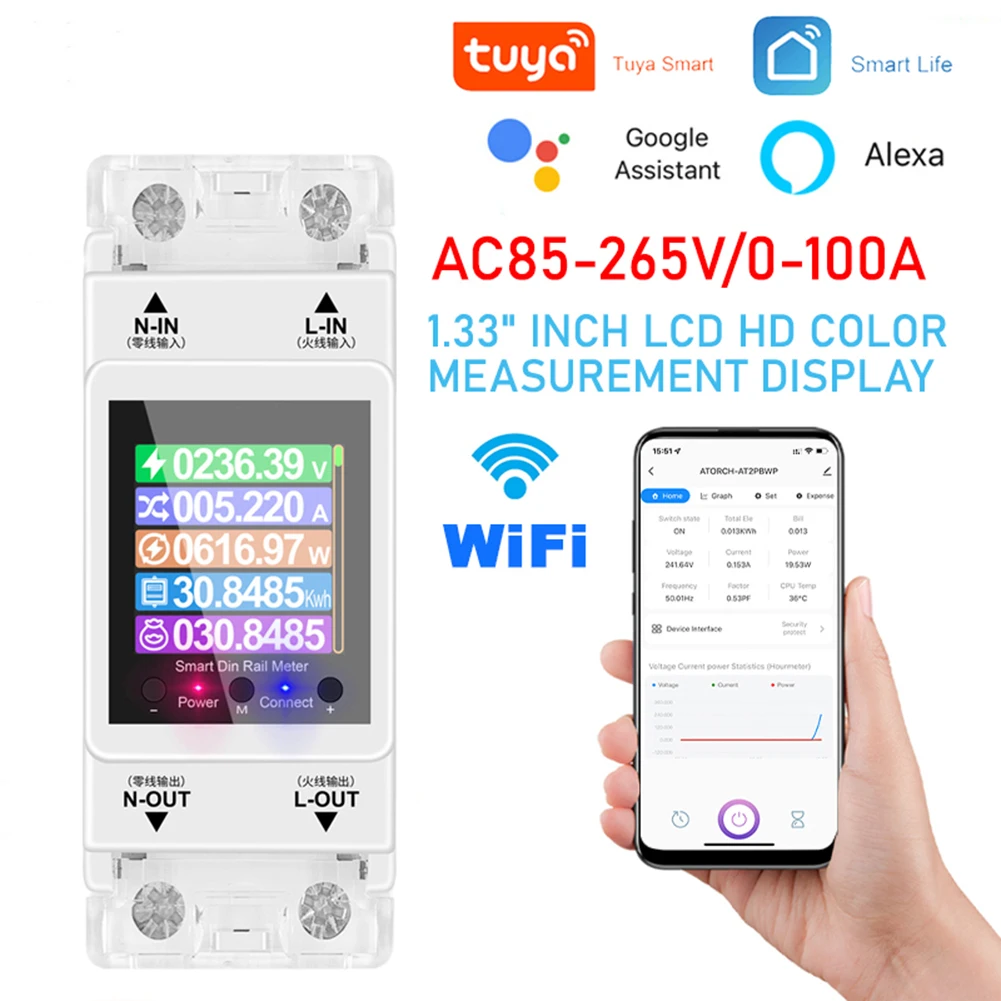 Tuya WiFi Din Rail Energy Meter Wireless Remote Control Digital Electric Energy Meter Smart Switch Work with Alexa Google Home
Tuya WiFi Din Rail Energy Meter Wireless Remote Control Digital Electric Energy Meter Smart Switch Work with Alexa Google Home