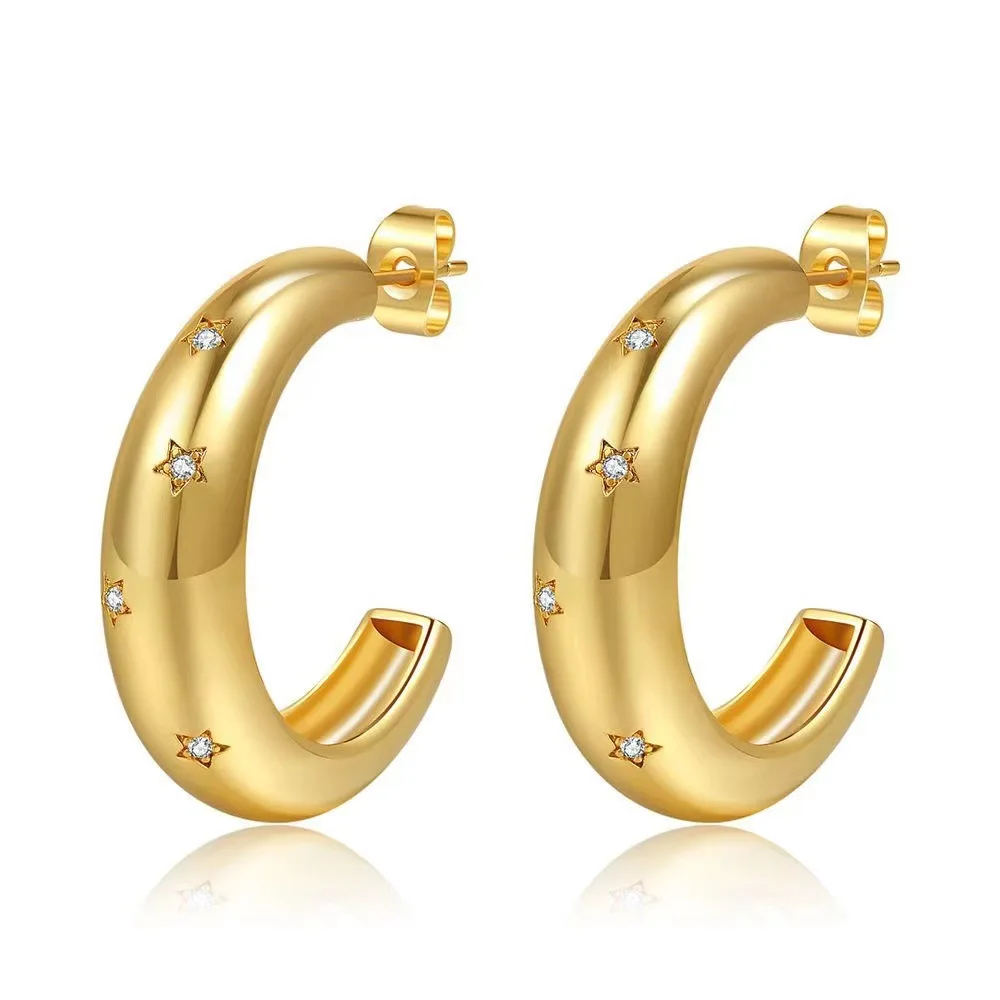 2023 New Zircon Earrings Women's Retro Gold Simple C- Shaped Stud Earrings Creative Copper Gold-Plated Fashion Jewelry Hot
2023 New Zircon Earrings Women's Retro Gold Simple C- Shaped Stud Earrings Creative Copper Gold-Plated Fashion Jewelry Hot