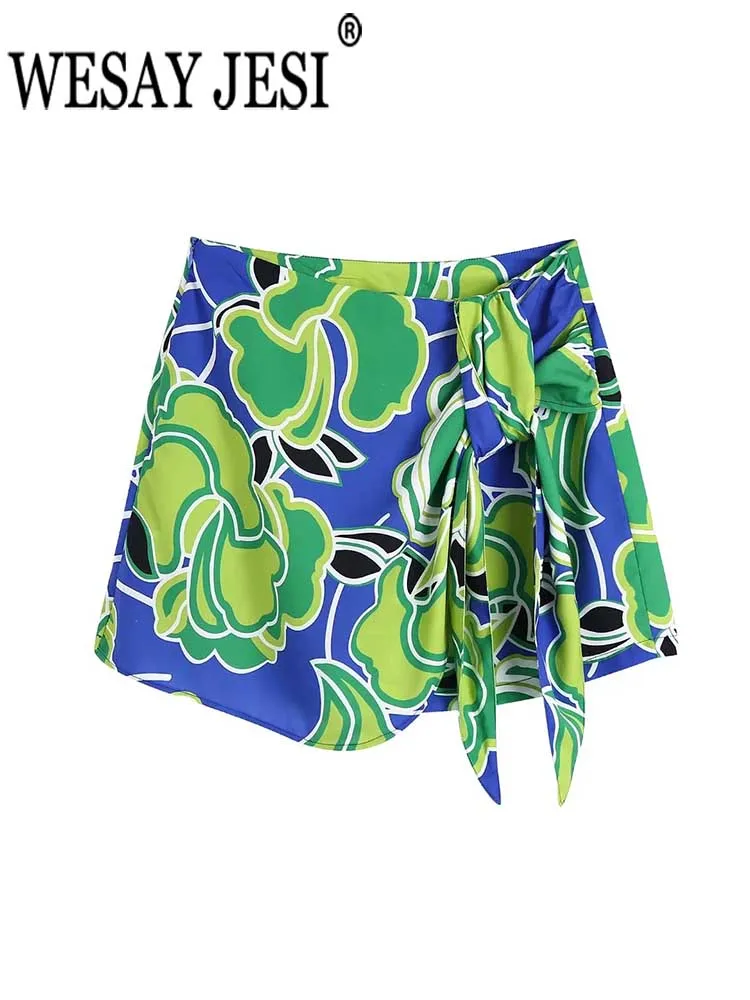 WESAY JESI Waist Tie Bow Trend Retro Bright Print Fashion Women's Shorts Seaside Resort Beach Style Zipper Mini Ladies Culottes
WESAY JESI Waist Tie Bow Trend Retro Bright Print Fashion Women's Shorts Seaside Resort Beach Style Zipper Mini Ladies Culottes