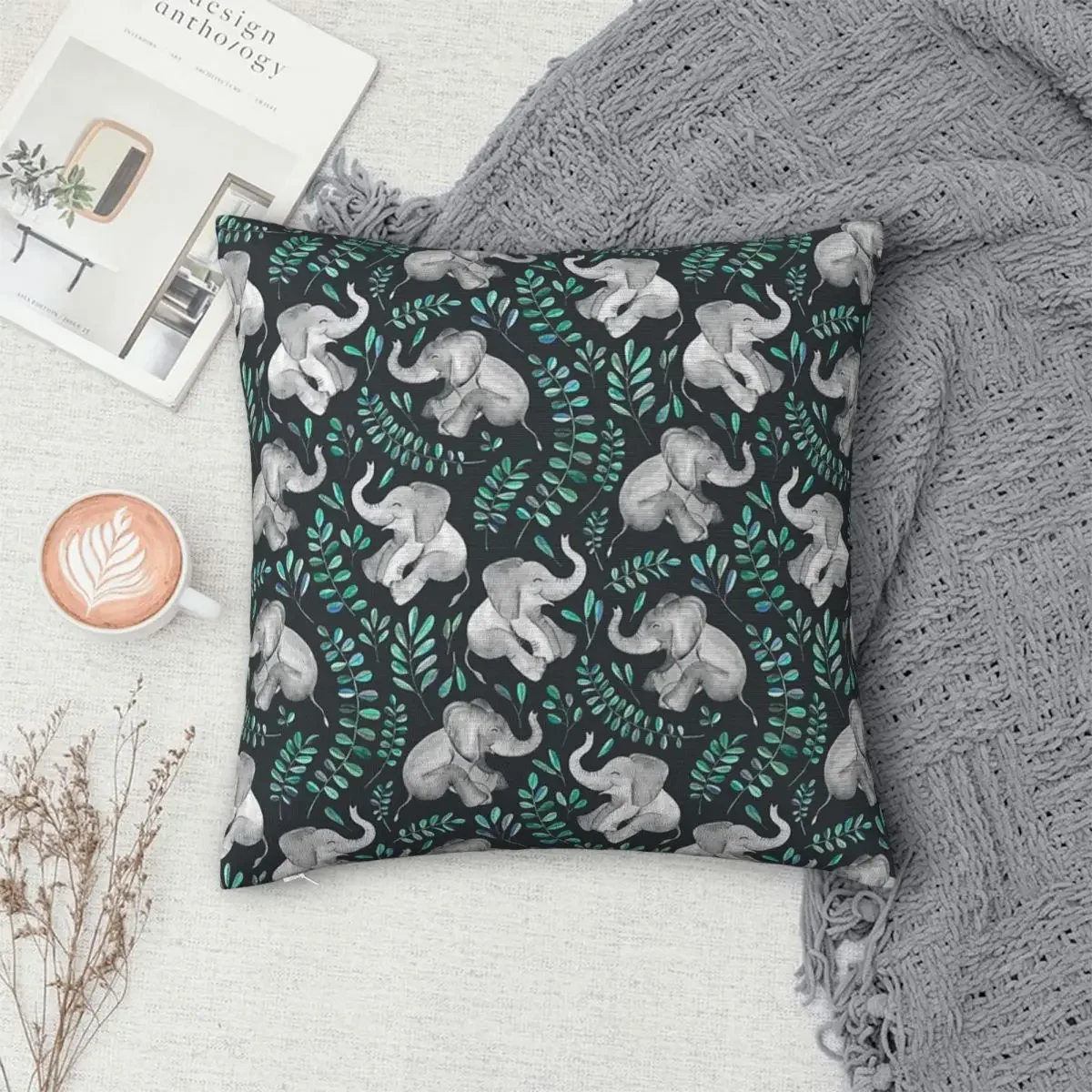 

Laughing Baby Elephants - Emerald And Turquoise Pillowcase Cover Cushion Comfort Throw Pillow Sofa Decorative Cushions Used