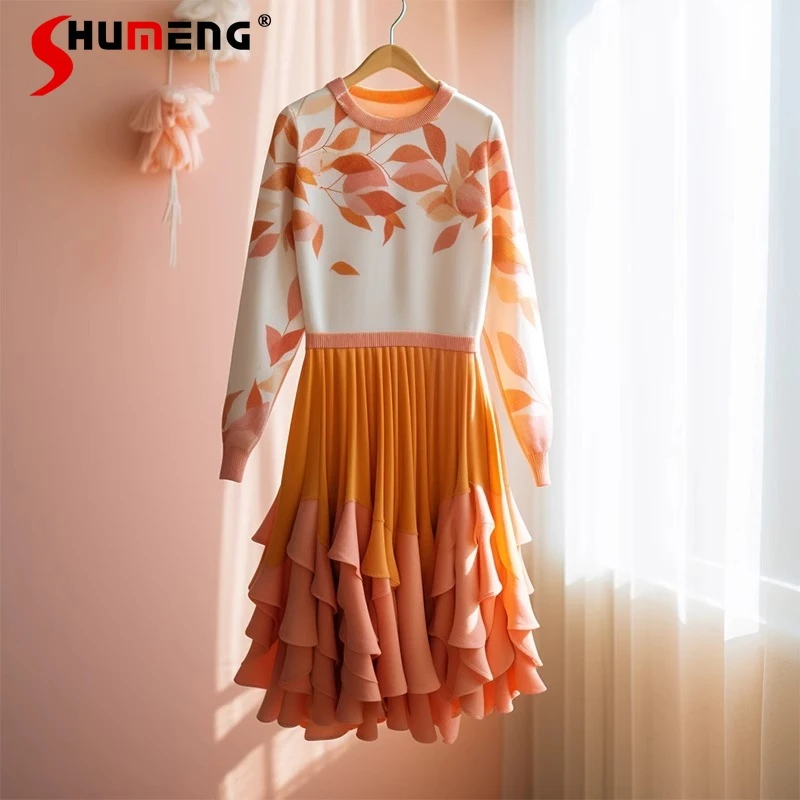 French Chic Beautiful Knitted Sweater Dress Elegant Socialite Light Luxury High Sense Orange Long Sleeve Vestidos Female Autumn
French Chic Beautiful Knitted Sweater Dress Elegant Socialite Light Luxury High Sense Orange Long Sleeve Vestidos Female Autumn