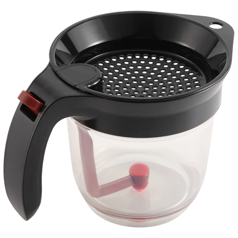 1000ML Oil Separator Measuring Cup And Strainer With Bottom Release For Gravy Sauces And Other Liquids With Oil Grease 
1000ML Oil Separator Measuring Cup And Strainer With Bottom Release For Gravy Sauces And Other Liquids With Oil Grease
