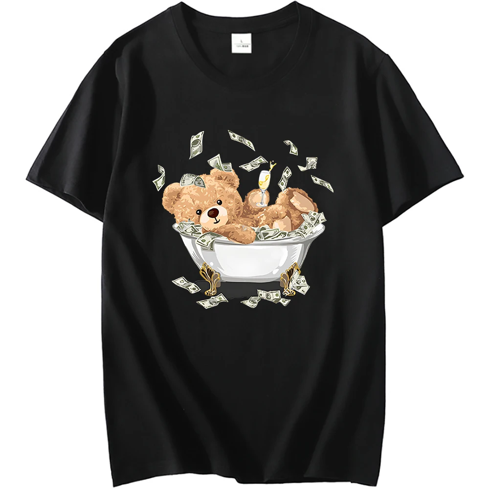 Cartoon Little Bear Lying Bathtub Whit Banknote Black Men T Shirt Oversized Fashion Bear Stylish Harajuku O-ncek100%Cotton Shirt
Cartoon Little Bear Lying Bathtub Whit Banknote Black Men T Shirt Oversized Fashion Bear Stylish Harajuku O-ncek100%Cotton Shirt