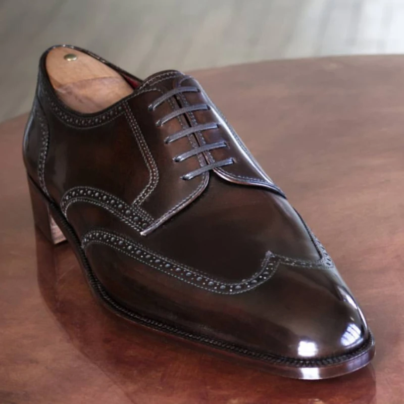 Мужские туфли-Броги из ПУ кожи, на шнуровке 
Мужские туфли-Броги из ПУ кожи, на шнуровке