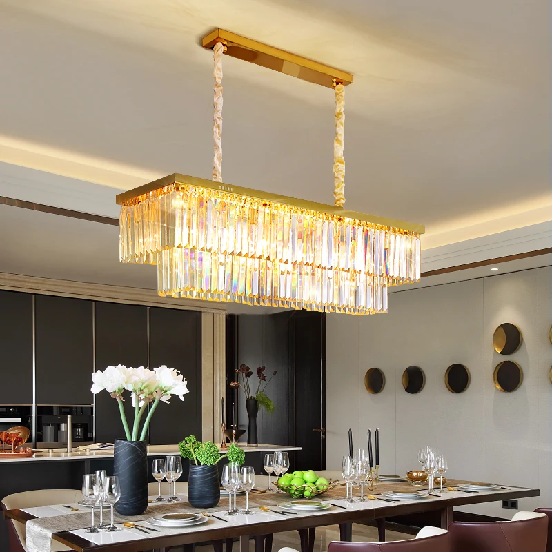 

Modern Golden Stainless Steel LED Crystal Pendant Lamp Modern Living Room Kroonluchter Lamparas De Cristal LED Pendant Lighting