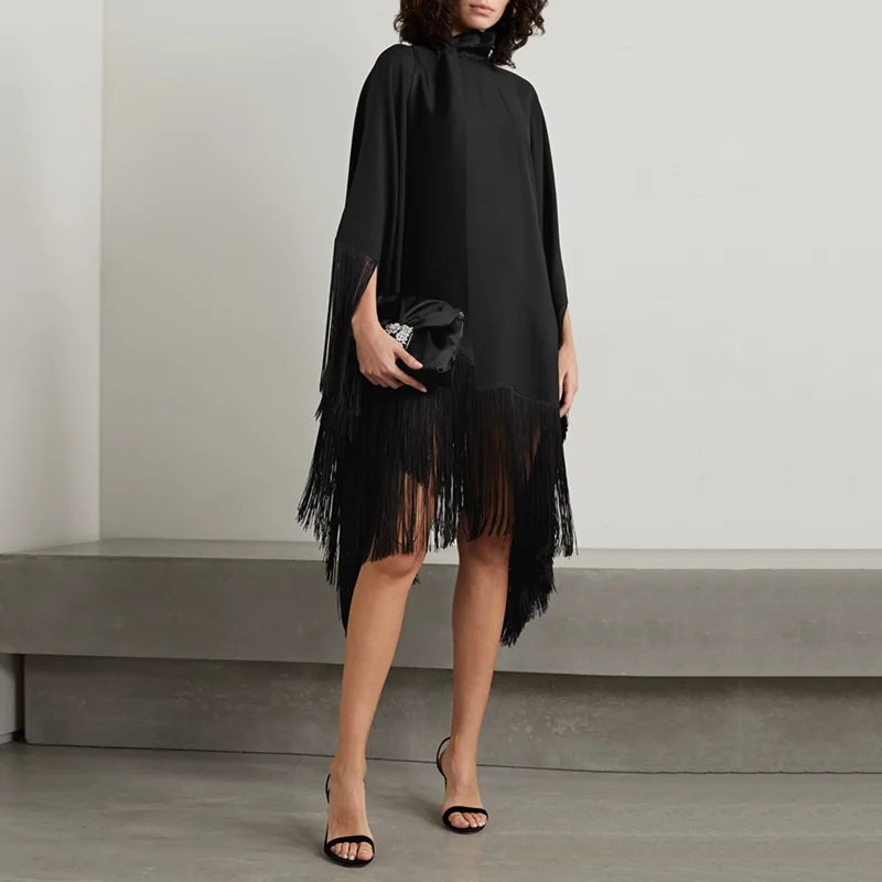 Freeacy Solid Black Scarf Collar Loose Fringed Midi Dress 2023 Spring Summer New Stylish Evening Party Dresses For Women
Freeacy Solid Black Scarf Collar Loose Fringed Midi Dress 2023 Spring Summer New Stylish Evening Party Dresses For Women