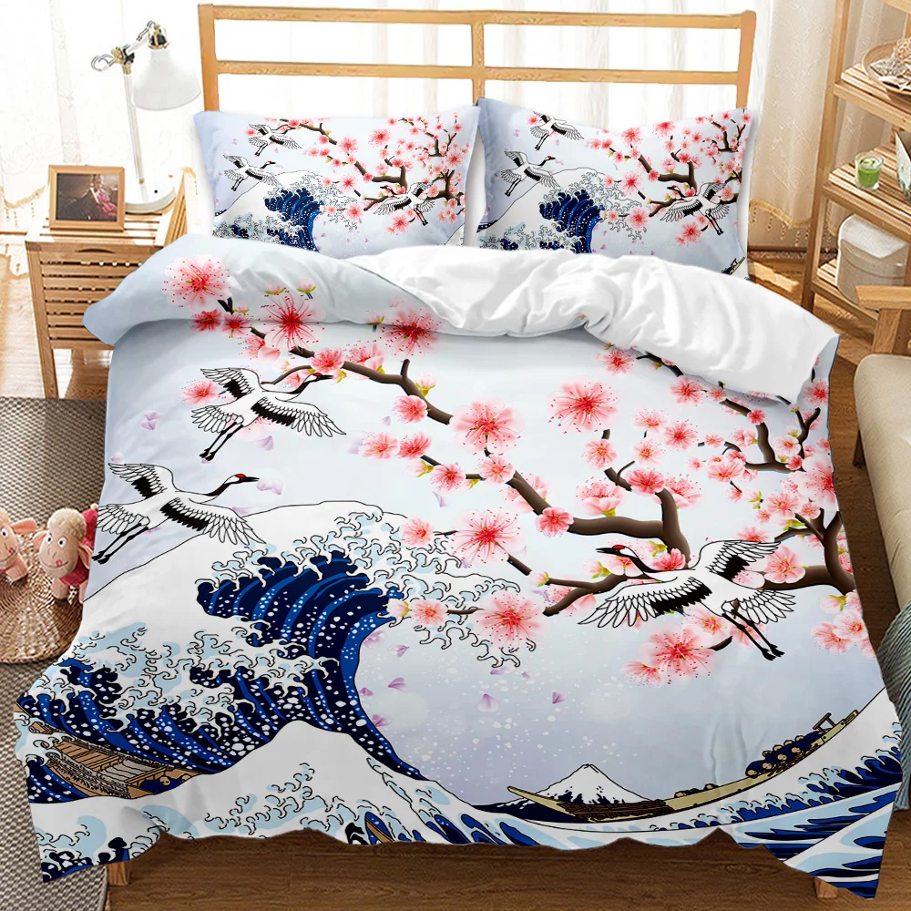 Japanese Style Comforter Cover Set Cherry Blossoms Crane 2/3pcs Polyester Bedding Set Twin Queen Size Sea Waves Duvet Cover Set
Japanese Style Comforter Cover Set Cherry Blossoms Crane 2/3pcs Polyester Bedding Set Twin Queen Size Sea Waves Duvet Cover Set