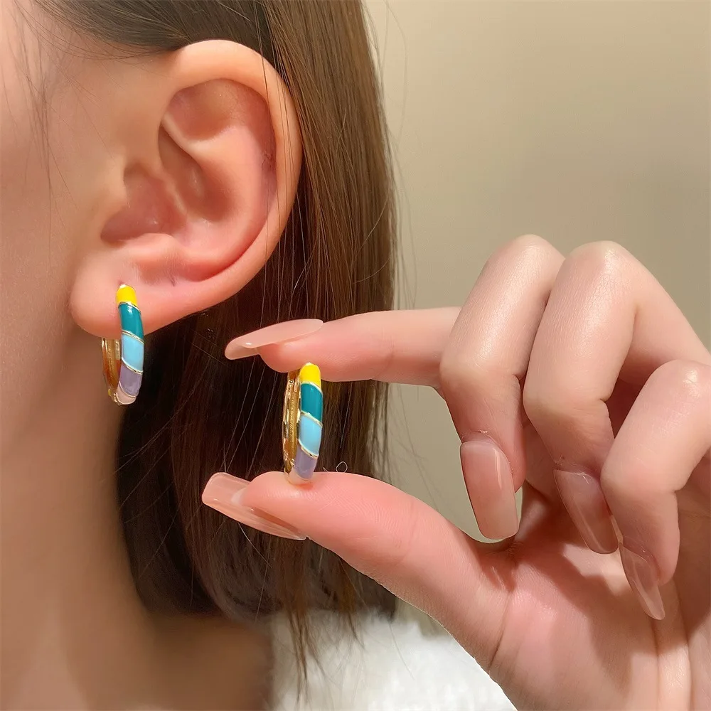 Colorful Oil Drip Contrasting Circular Ear Buckle Hoop Earrings For Women Simple Cute Trend Body Piercing Jewelry
Colorful Oil Drip Contrasting Circular Ear Buckle Hoop Earrings For Women Simple Cute Trend Body Piercing Jewelry