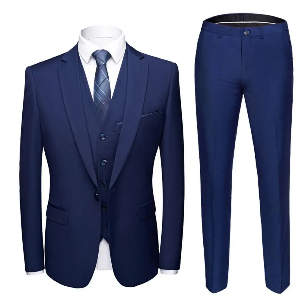 1 Set Stylish Jacket Vest Trousers Super Soft Men Suit Pocket Slimming Pure Color Blazer Pants Slim Fit
1 Set Stylish Jacket Vest Trousers Super Soft Men Suit Pocket Slimming Pure Color Blazer Pants Slim Fit