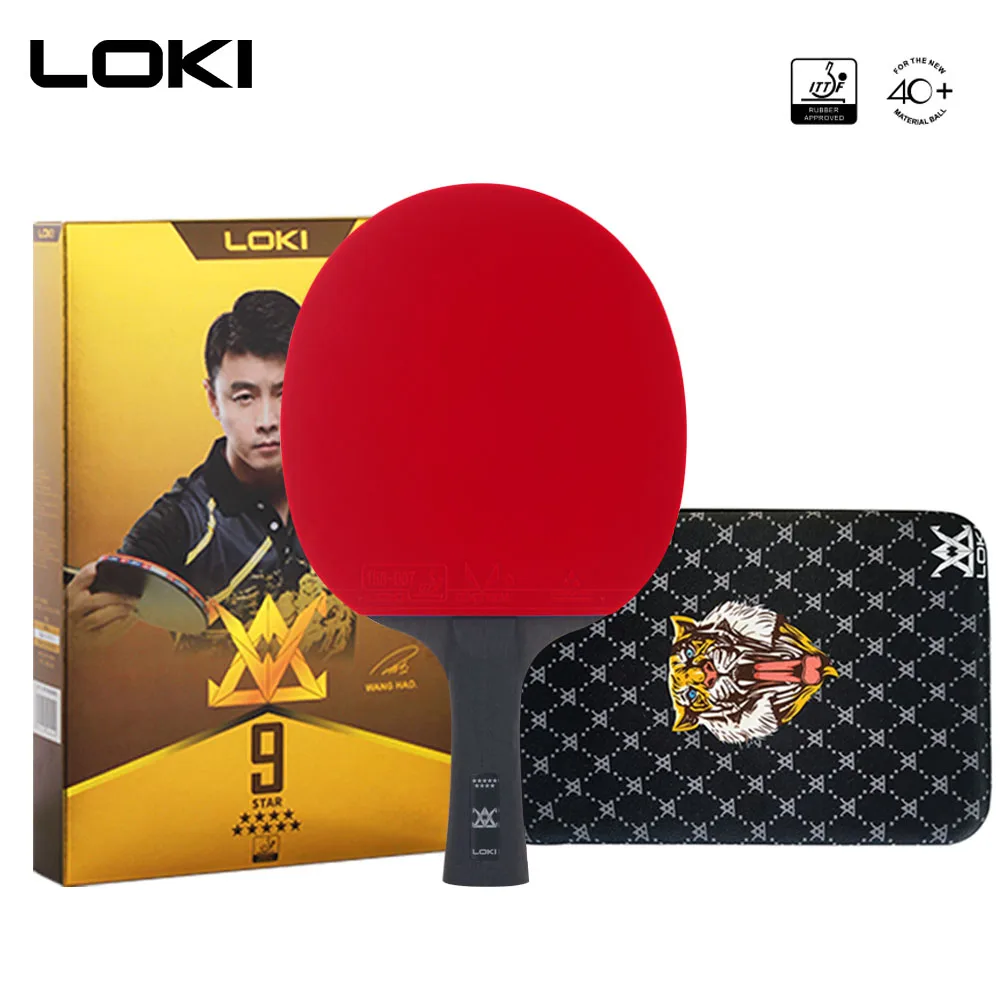 

Professional LOKI 9-Star Table Tennis Racket 7-Layer Ebony Wood Bottom PING PONG Racket Short Long Handle Racquet Sports Adult