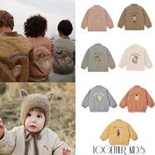 INS Baby Boys Cartoon Cotton Outwear Kids Winter Clothes Toddler Girl Lambswool Konges Slojd Jacket Embroidery Coat Flight Suit