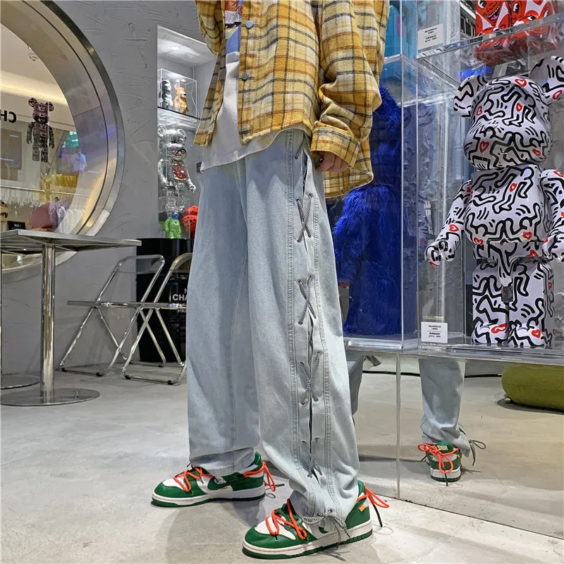 Trousers for men Spring and Autumn all-match straight leg denim trousers for men and wide leg trousers with drawstring
Trousers for men Spring and Autumn all-match straight leg denim trousers for men and wide leg trousers with drawstring