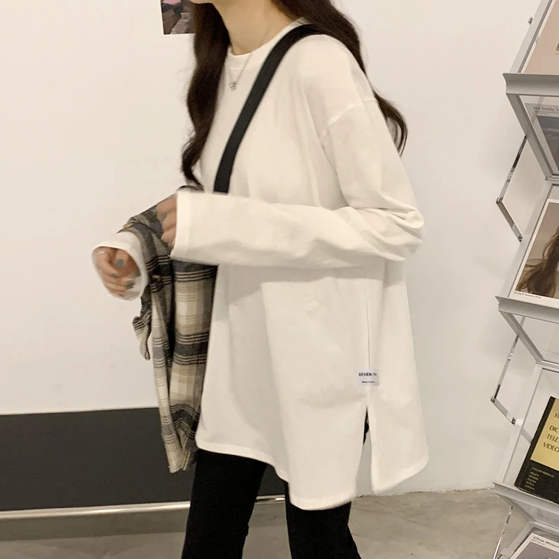 N3140#Official Map Milk Silk Long SleeveTT-shirt Women's Mid-Length Japanese and Korean Bottoming Shirt Side Slit Inner Wear Spr
N3140#Official Map Milk Silk Long SleeveTT-shirt Women's Mid-Length Japanese and Korean Bottoming Shirt Side Slit Inner Wear Spr