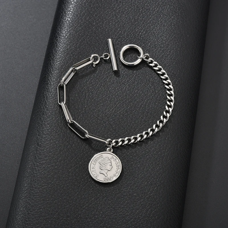 Fashion Stainless Steel Round Retro Portrait Bracelet Steel Hip-Hop OT Button Elizabeth Bracelets Pulsera Jewelry
Fashion Stainless Steel Round Retro Portrait Bracelet Steel Hip-Hop OT Button Elizabeth Bracelets Pulsera Jewelry
