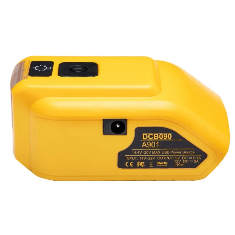 DCB090 Battery Adapter for Dewalt USB Charger with LED Work Light Dual USB Power Source Tool for Dewalt 14.4V 18V 20V battery
DCB090 Battery Adapter for Dewalt USB Charger with LED Work Light Dual USB Power Source Tool for Dewalt 14.4V 18V 20V battery