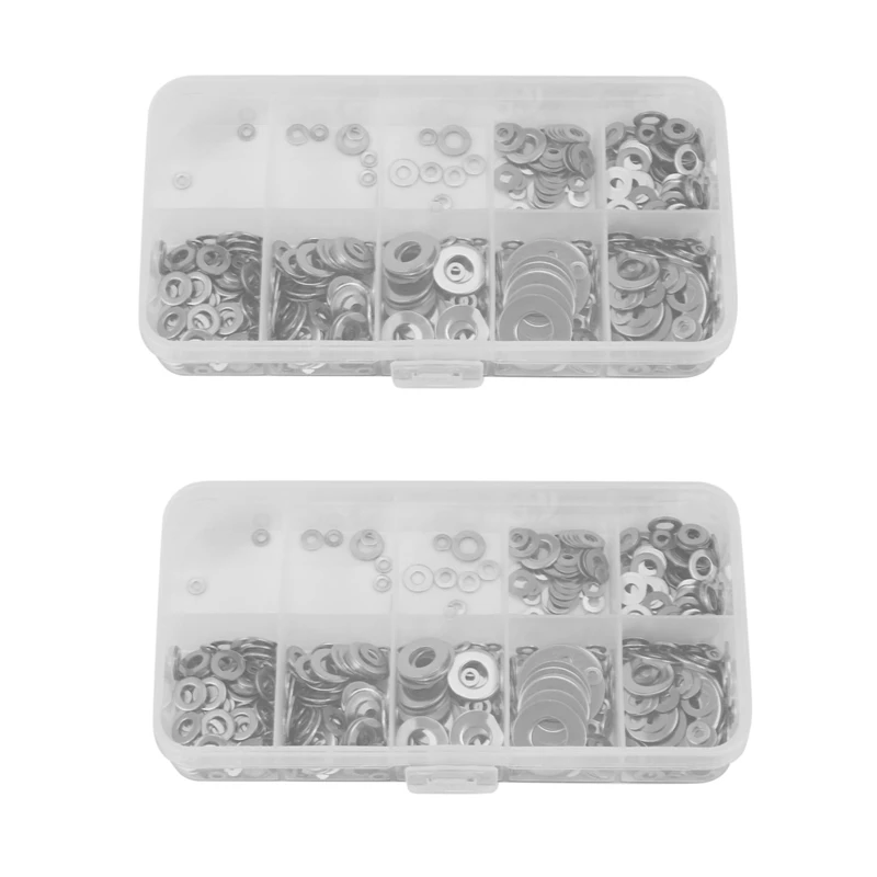 1200Pcs/Set M1.6 M2 M2.5 M3 M3.5 M4 M5 M6 M8 M10 Stainless Steel Flat Washer Plain Washer Gaskets Assortment Kit
1200Pcs/Set M1.6 M2 M2.5 M3 M3.5 M4 M5 M6 M8 M10 Stainless Steel Flat Washer Plain Washer Gaskets Assortment Kit