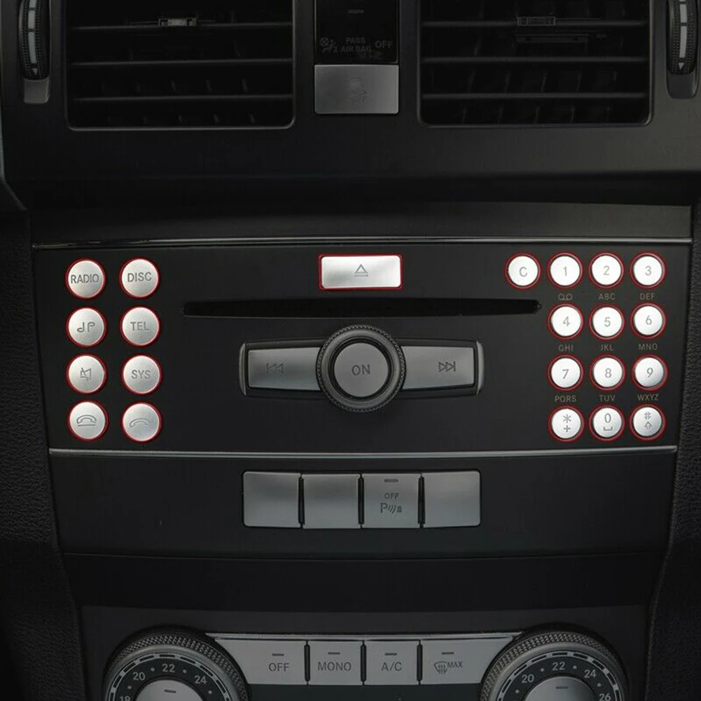 22 PCS/set Silver ABS Car Air Conditioning CD Panel Button Decorative Sticker For Mercedes-Benz C Class W204 GLK X204 2007-2012
22 PCS/set Silver ABS Car Air Conditioning CD Panel Button Decorative Sticker For Mercedes-Benz C Class W204 GLK X204 2007-2012
