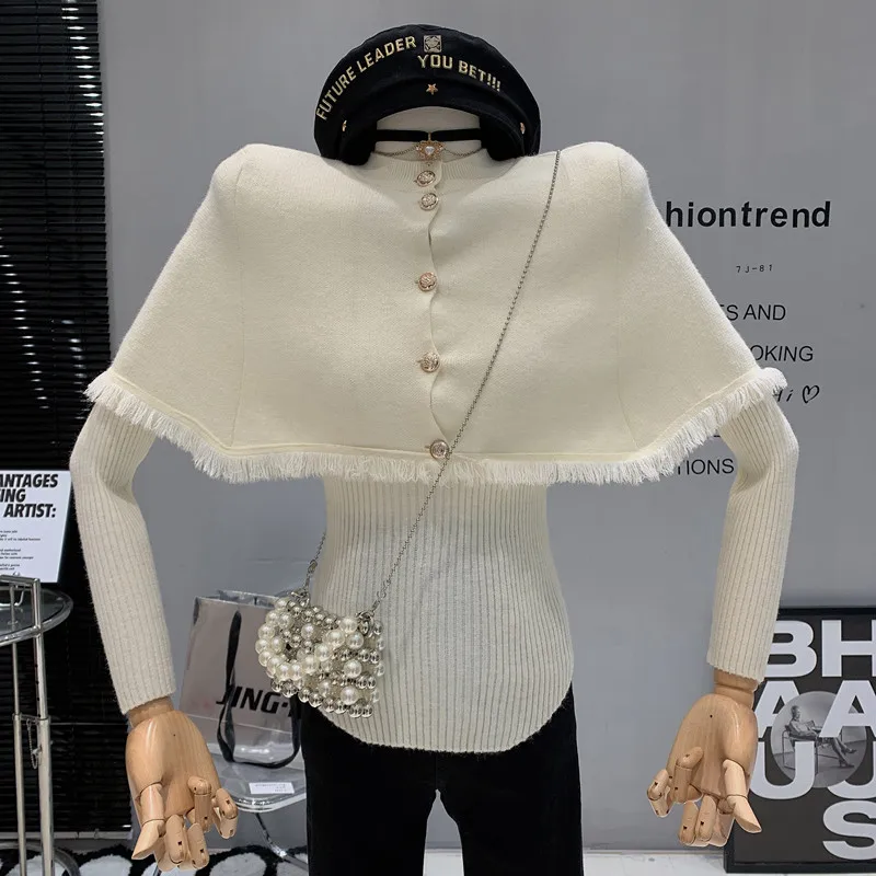Niche Design New In Women's Clothing 2022 Winter Long Sleeved Sim Sweater Bottoming Shirt Top Cardigan Cape Shawl Set
Niche Design New In Women's Clothing 2022 Winter Long Sleeved Sim Sweater Bottoming Shirt Top Cardigan Cape Shawl Set