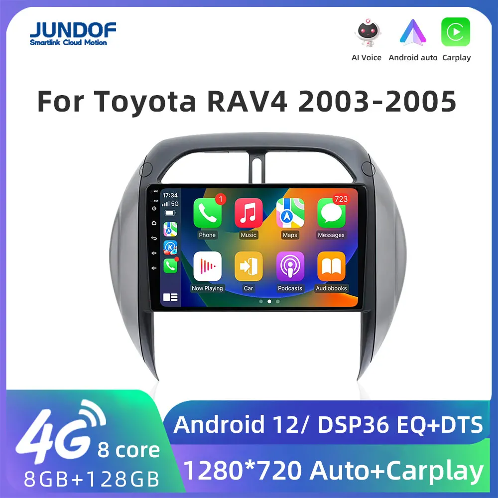Автомагнитола Jundof мультимедийный проигрыватель на Android 12 0 для TOYOTA RAV4 2003-2005