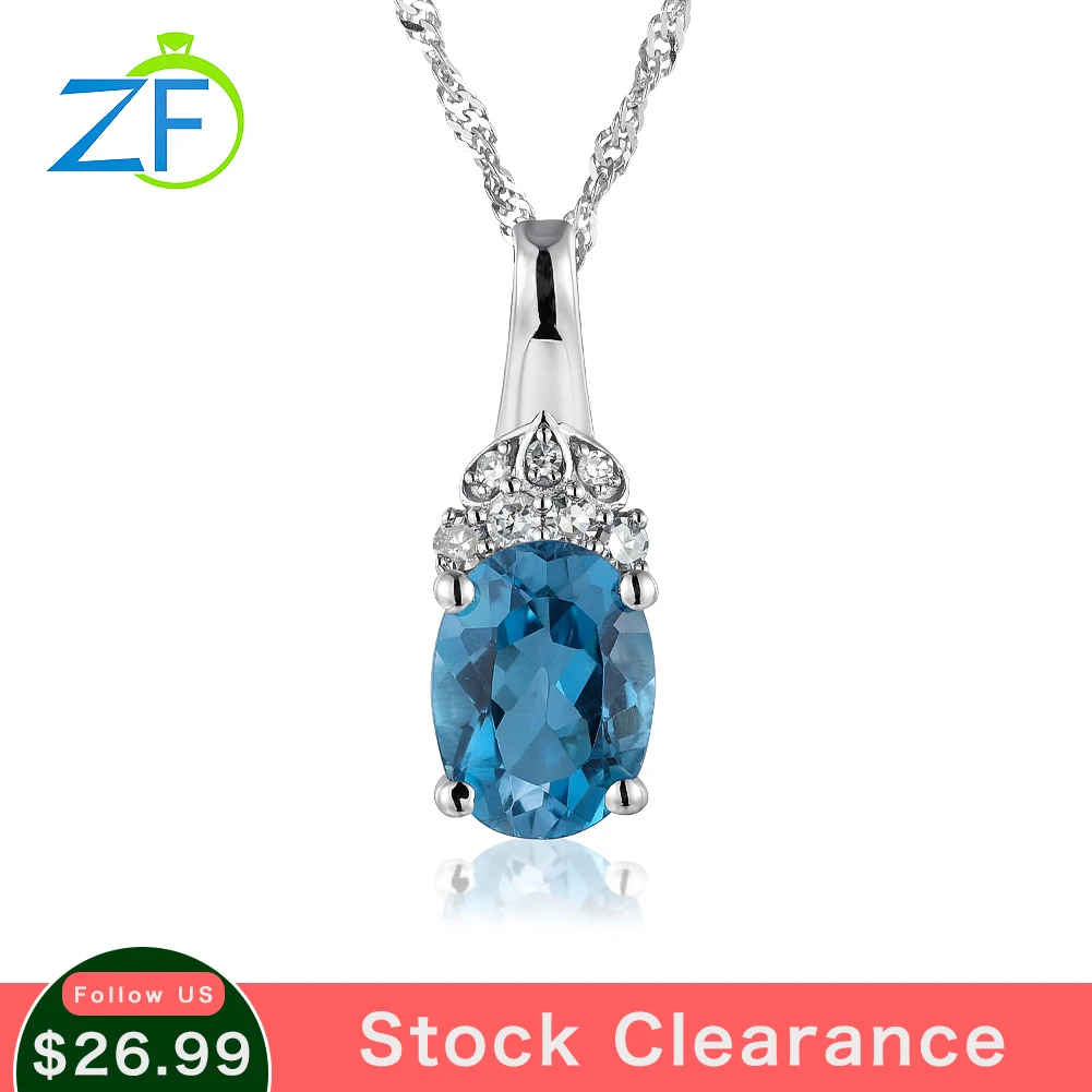 GZ ZONGFA Genuine 925 Sterling Silvet Pendant for Women Oval 1.5 Carats Natural Blue Topaz Diamond Necklace Fine Jewelry
GZ ZONGFA Genuine 925 Sterling Silvet Pendant for Women Oval 1.5 Carats Natural Blue Topaz Diamond Necklace Fine Jewelry
