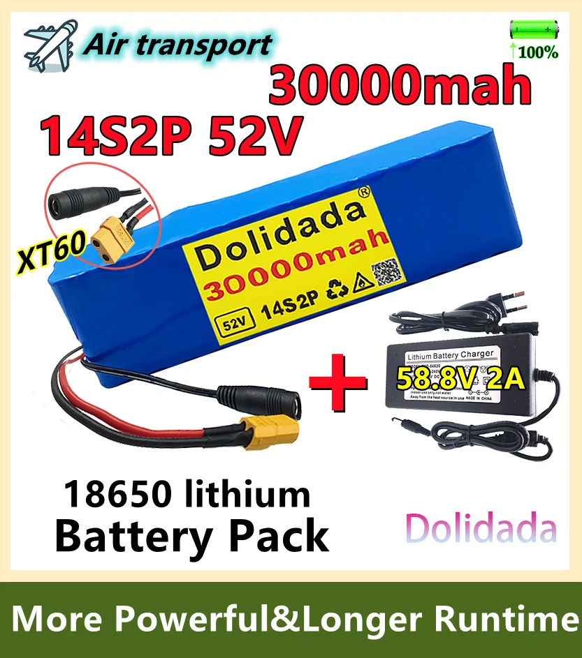 Brand new 52v 30000mah 14s2p with BMS lithium-ion battery pack for balance bikes, electric bicycles, and scooters. with charger
Brand new 52v 30000mah 14s2p with BMS lithium-ion battery pack for balance bikes, electric bicycles, and scooters. with charger