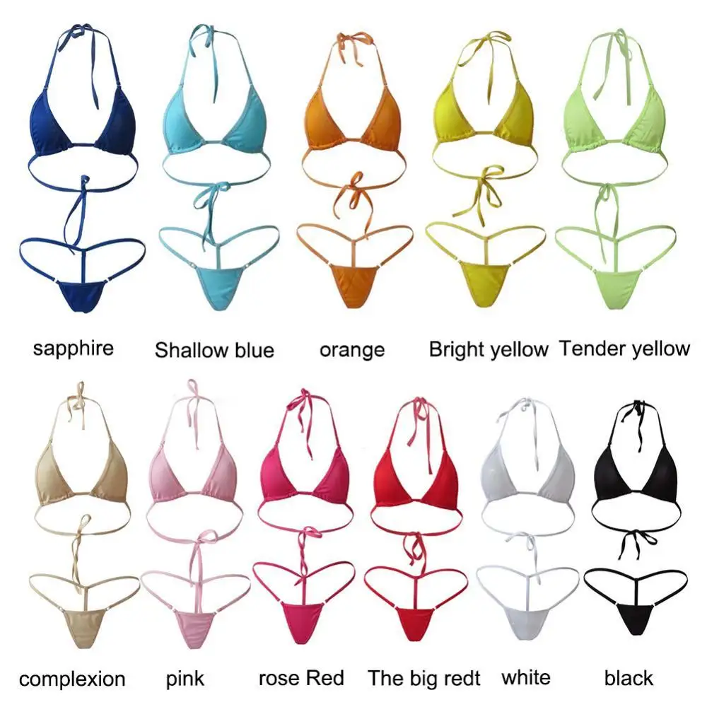 Summer Swimwear for Girls 2Pcs Lady Sexy Solid Color Halter Mini Bra G-String Bikini Set Swimwear Swimsuit
Summer Swimwear for Girls 2Pcs Lady Sexy Solid Color Halter Mini Bra G-String Bikini Set Swimwear Swimsuit
