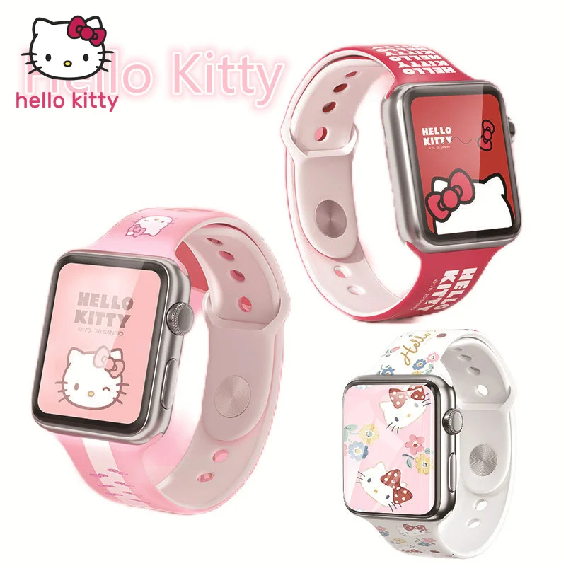 Оригинальные силиконовые часы Hello Kitty, используемые Apple Watch, ремешок для часов, мигает, Hello Kitty, красный, розовый, белый цвет, фотография
Оригинальные силиконовые часы Hello Kitty, используемые Apple Watch, ремешок для часов, мигает, Hello Kitty, красный, розовый, белый цвет, фотография