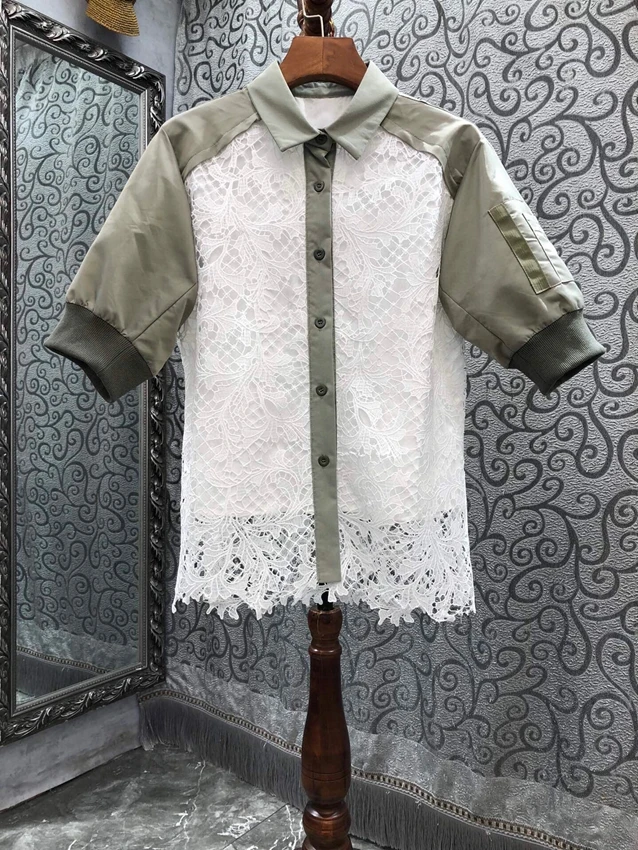 2023 new women fashion short sleeve sexy casual loose stitching water soluble flower hollowed out fashion shirt 0301
2023 new women fashion short sleeve sexy casual loose stitching water soluble flower hollowed out fashion shirt 0301