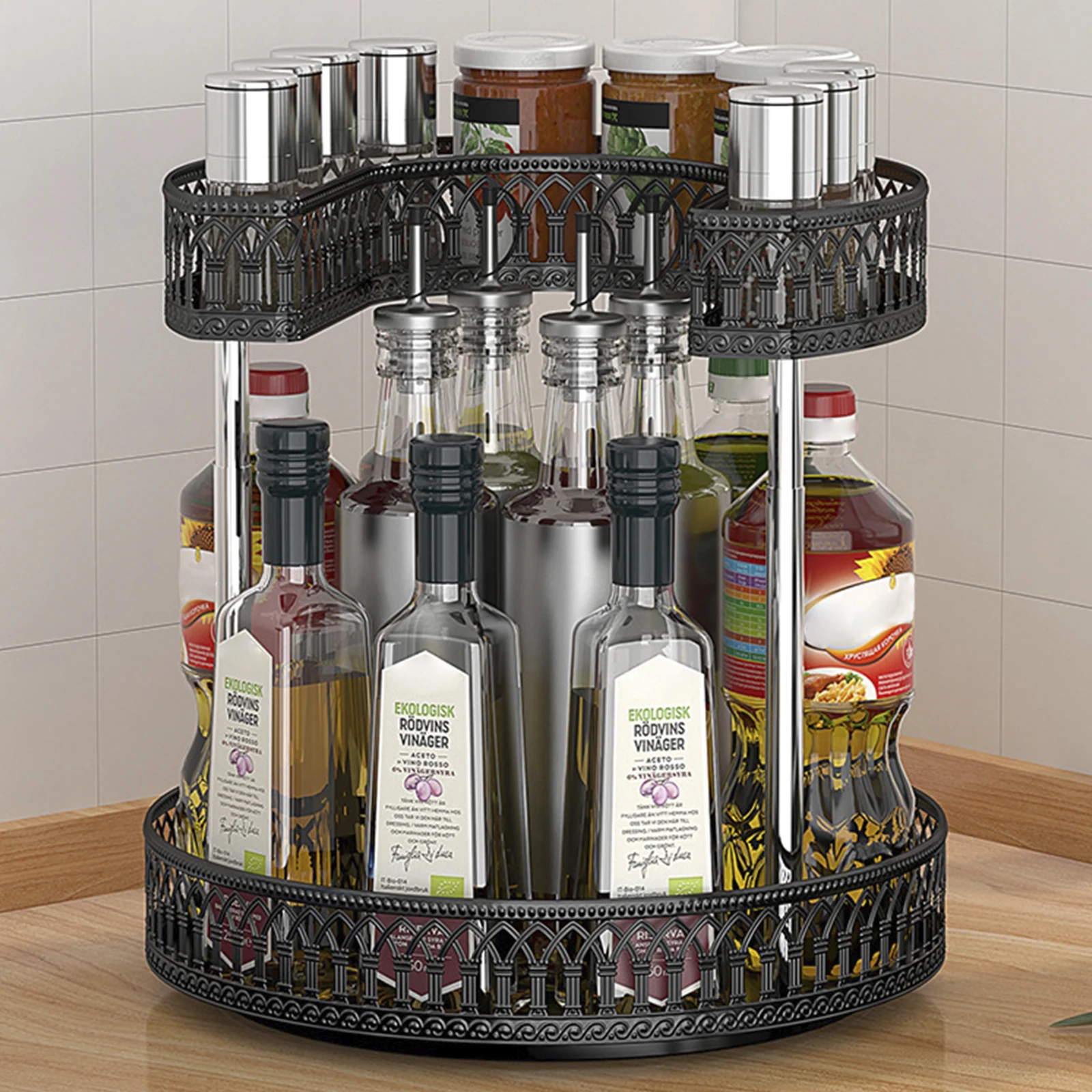 Spice Rack Organizer 2-Tier Lazy Susan Turntable Spice Rack 360° Rotating Condiment Holder with Non-Slip Pad Adjustable Height
Spice Rack Organizer 2-Tier Lazy Susan Turntable Spice Rack 360° Rotating Condiment Holder with Non-Slip Pad Adjustable Height