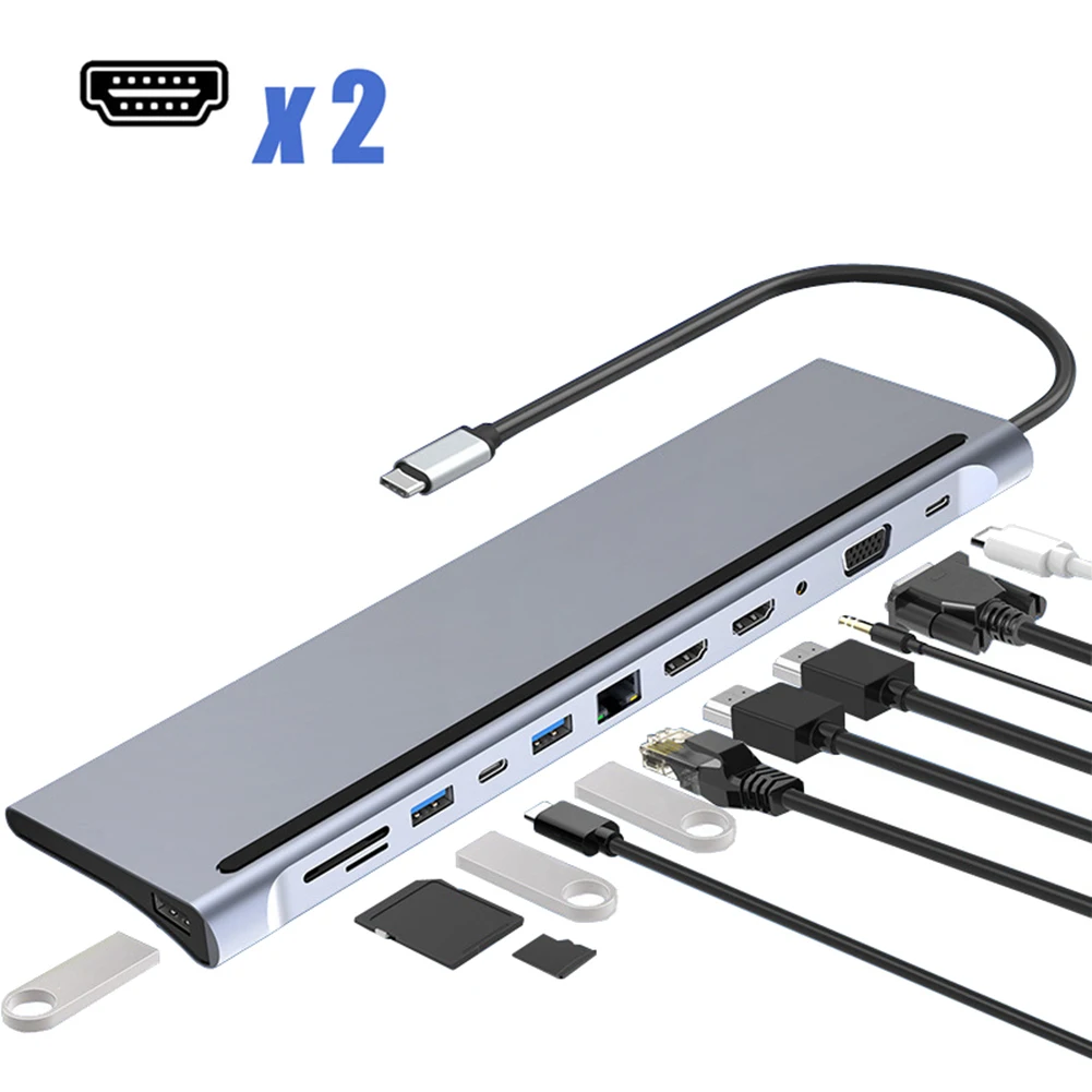 USB-концентратор 12 в 1, адаптер типа C, двойной HDMI, 4K, Rj45, VGA, аудио, SD, TF, PD, для MacBook Pro
USB-концентратор 12 в 1, адаптер типа C, двойной HDMI, 4K, Rj45, VGA, аудио, SD, TF, PD, для MacBook Pro