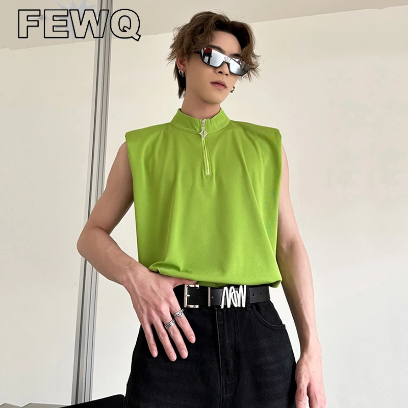 FEWQ Mock Neck Men's Half Zipper Tanks Tops Solid Color High Street Sleeveless T-shirts Shoulder Pad Casual Pullovertops 24B2662
FEWQ Mock Neck Men's Half Zipper Tanks Tops Solid Color High Street Sleeveless T-shirts Shoulder Pad Casual Pullovertops 24B2662