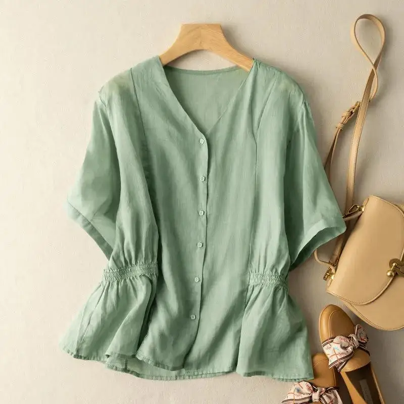 Ramie Short Sleeve Shirt Women Literature and Art Retro Casual Loose Cotton and Linen Blouse Waist Shirt Women New Summer Style
Ramie Short Sleeve Shirt Women Literature and Art Retro Casual Loose Cotton and Linen Blouse Waist Shirt Women New Summer Style