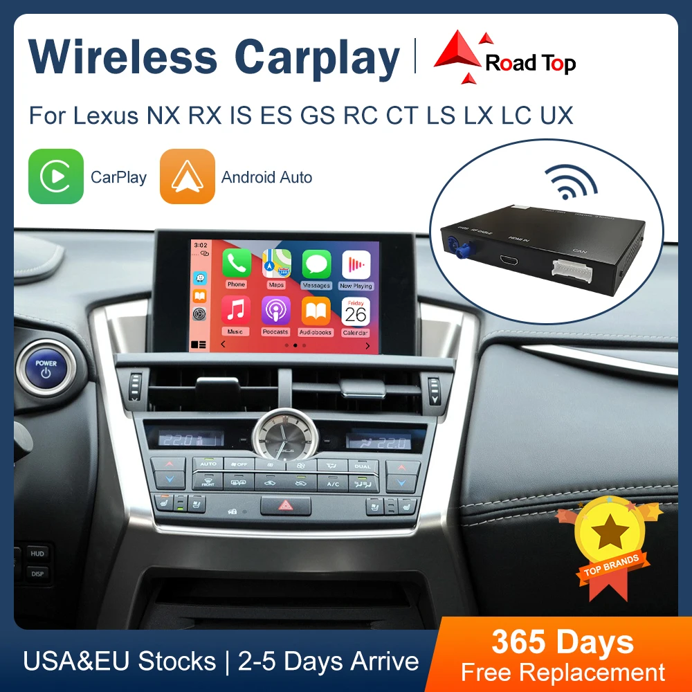 

Wireless Apple CarPlay Android Auto for Lexus NX RX IS ES GS RC CT LS LX LC UX GX 2014-2019, with Mirror Link Car Play Functions