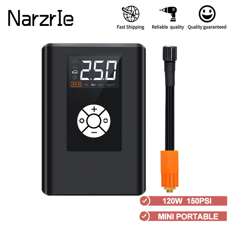 150PSI Electric Car Air Pump 120W Wireless Air Compressor Tire Inflatable Pump Car Tire Inflator For Auto Motorcycle Bike Balls
150PSI Electric Car Air Pump 120W Wireless Air Compressor Tire Inflatable Pump Car Tire Inflator For Auto Motorcycle Bike Balls