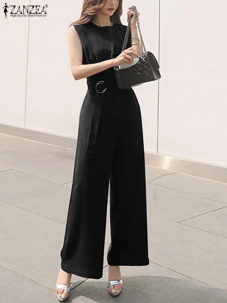 ZANZEA Oversized Fashion Elegant Work OL Party Wide Leg Pant Women Summer Solid Jumpsuit Sleeveless O-Neck Zipper Belt Rompers
ZANZEA Oversized Fashion Elegant Work OL Party Wide Leg Pant Women Summer Solid Jumpsuit Sleeveless O-Neck Zipper Belt Rompers