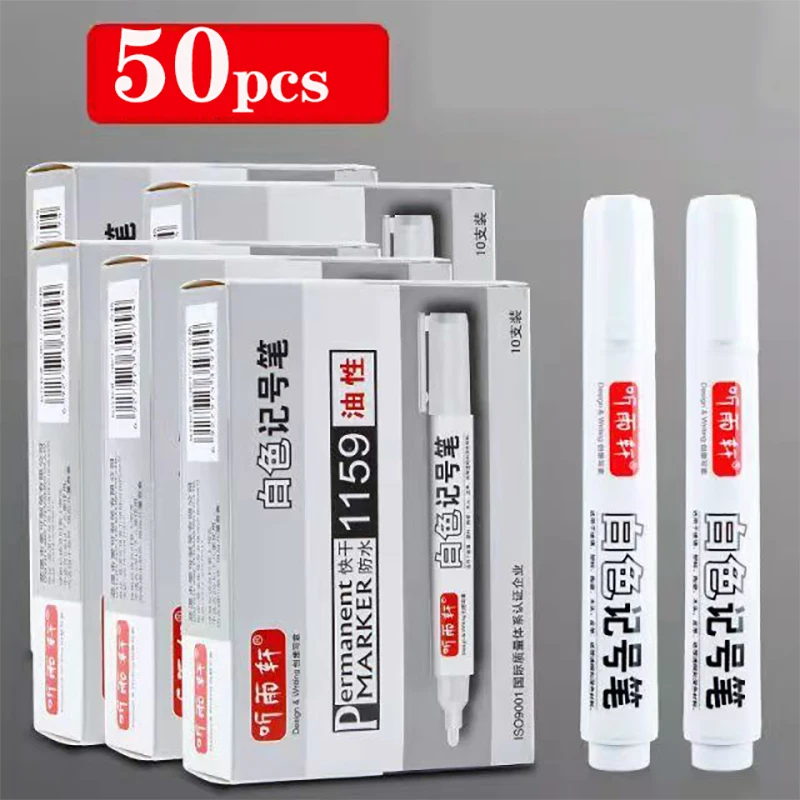 50pcs Metal Permanent Marker Pens Black White Red Blue 6mm White Leather Mental Grass Fabric Metallic Markers Art Supply
50pcs Metal Permanent Marker Pens Black White Red Blue 6mm White Leather Mental Grass Fabric Metallic Markers Art Supply
