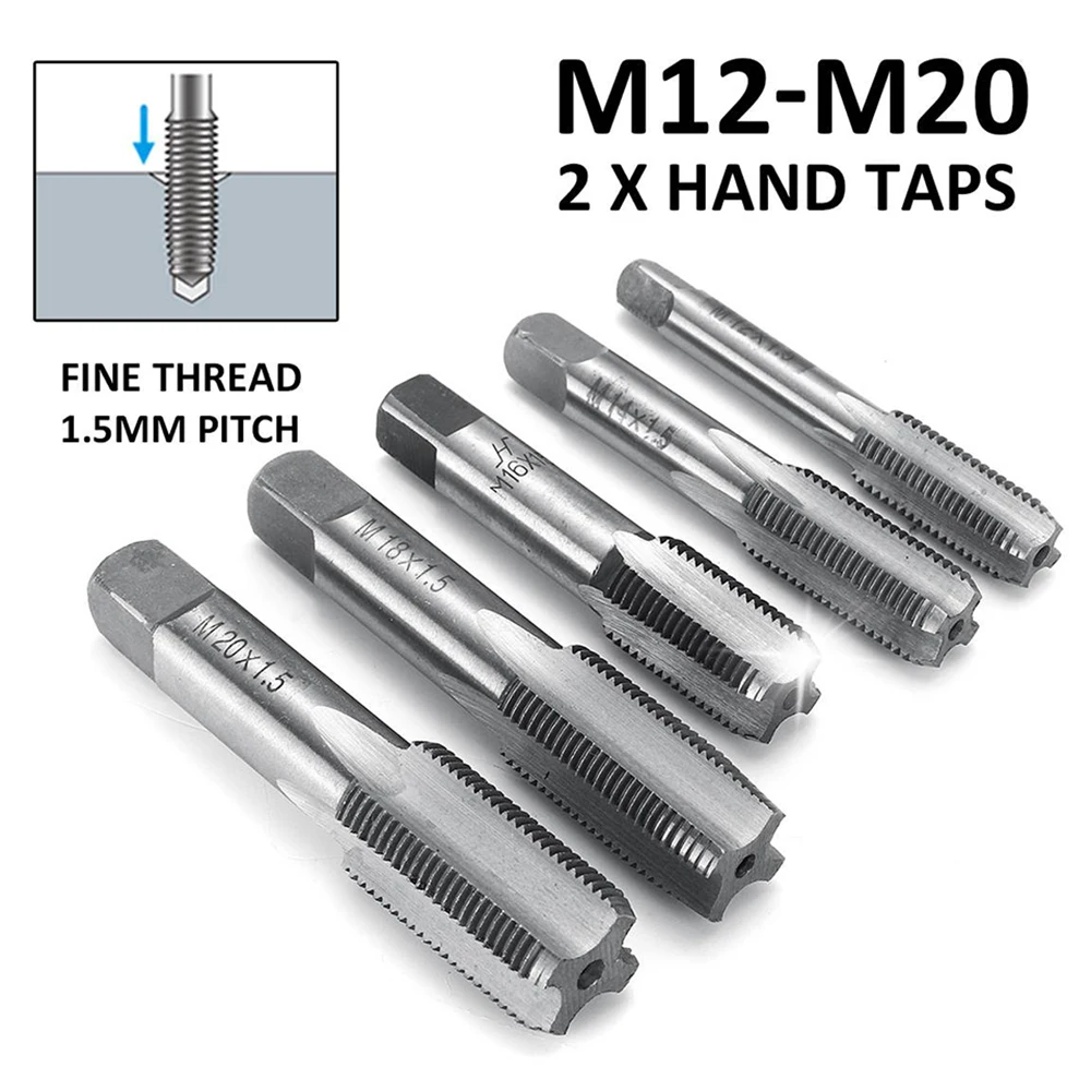 

2pcs Right Hand Thread Tap In High Speed Steel M12-M20 Straight Fluted Fine Thread Metric For Bearing Machine Hand Tap Tool