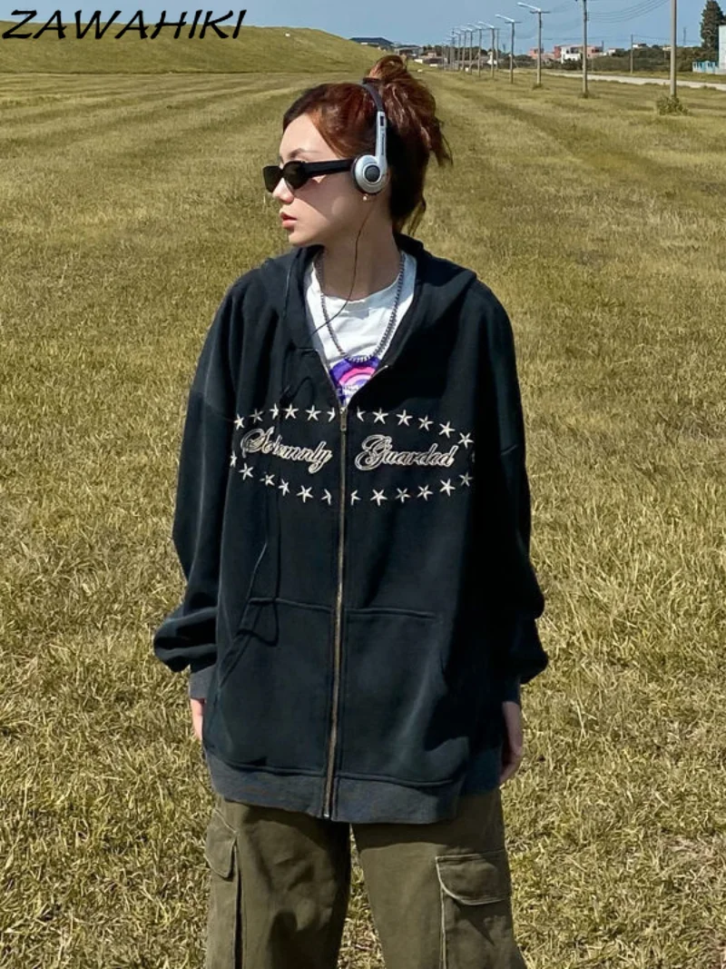 Women Hoodies Harajuku Korean Zip Up Loose Oversized Sweatshirts Casual Print Solid Color Long Sleeve Hooded Sweatshirt Coats
Women Hoodies Harajuku Korean Zip Up Loose Oversized Sweatshirts Casual Print Solid Color Long Sleeve Hooded Sweatshirt Coats