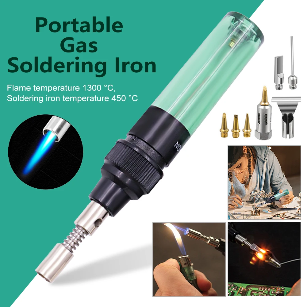

Portable Gas Soldering Iron Cordless Butane Gas Welding Gun Welding Pen 1300℃ Adjustable Burner Mini Butane Welder Tip Tools