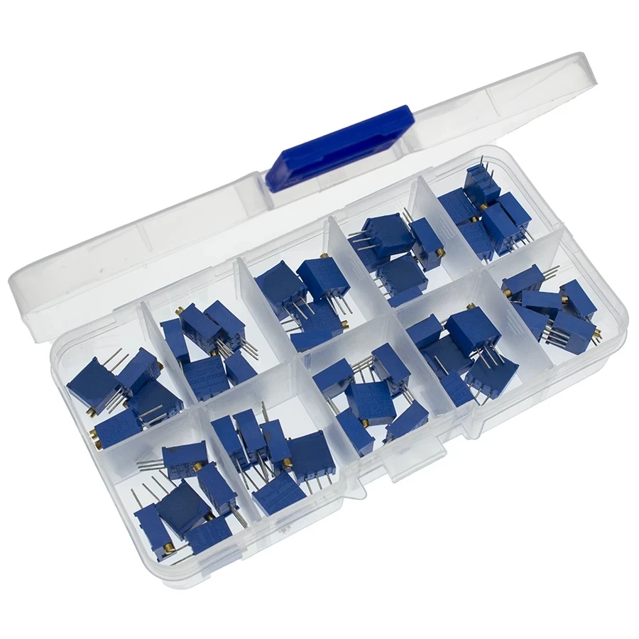 50PCS 3296W Multi-turn Trimmer Potentiometer Kit High Precision 3296 Variable Resistor 50R 1K 2K 5K 10K 20K 50K 100K 200K 1M
50PCS 3296W Multi-turn Trimmer Potentiometer Kit High Precision 3296 Variable Resistor 50R 1K 2K 5K 10K 20K 50K 100K 200K 1M