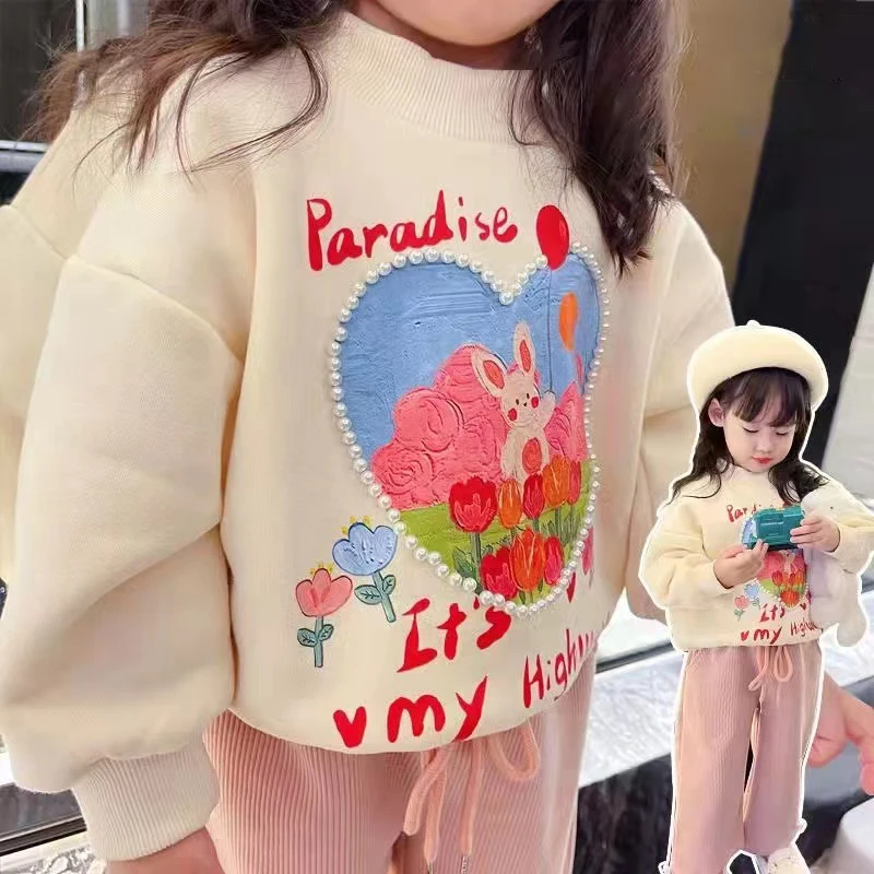 MIDODO 2022 Winter Girls Fleece Thick Cartoon Garden Rabbit O-neck Sweatshirt Children Warm Apricot Pullover Sweater Kid Clothes
MIDODO 2022 Winter Girls Fleece Thick Cartoon Garden Rabbit O-neck Sweatshirt Children Warm Apricot Pullover Sweater Kid Clothes
